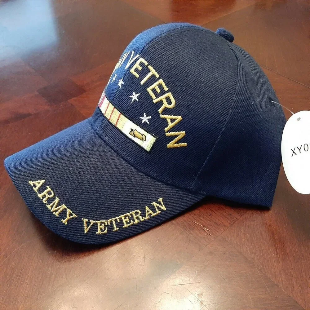 U.S. Army Veteran Hat Embroidered Navy Blue Ball B